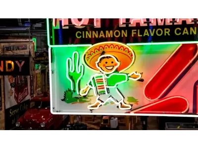 New Hot Tamales Candy Box Painted Neon Sign 79 IN W x 32 IN H