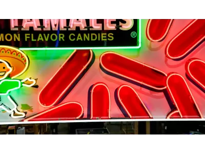 New Hot Tamales Candy Box Painted Neon Sign 79 IN W x 32 IN H