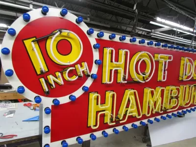 New "10 Inch Hotdogs / Hamburgs" Animated Painted Neon Sign 10 FT W x 42"H