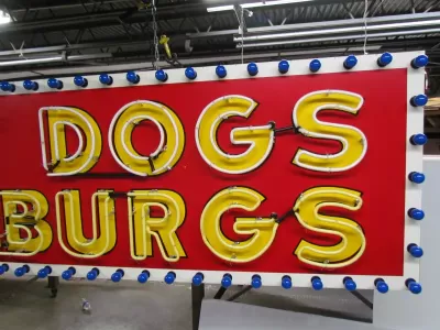 New "10 Inch Hotdogs / Hamburgs" Animated Painted Neon Sign 10 FT W x 42"H