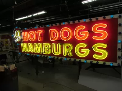 New "10 Inch Hotdogs / Hamburgs" Animated Painted Neon Sign 10 FT W x 42"H