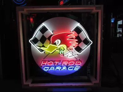 New Hot Rod Garage Porcelain Neon Sign 48" Diameter 