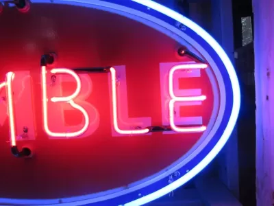 New Humble Gas Porcelain Neon Sign 48 IN W x 26 IN H