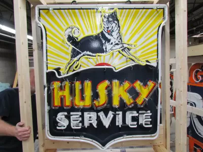 New Husky Service Porcelain Neon Sign  42" W x 48" H