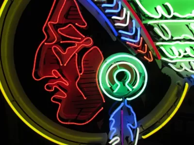 Indian Head Painted Neon Sign 9 FT W x 5 FT H 