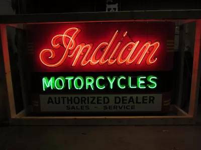 New Indian Motorcycles Double-Sided Porcelain Neon Sign with Your Name - 72"W x 42"H