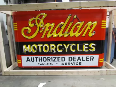 New Indian Motorcycles Double-Sided Porcelain Neon Sign with Your Name - 72"W x 42"H