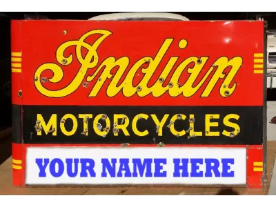 New Indian Motorcycles Double-Sided Porcelain Neon Sign with Your Name - 72"W x 42"H