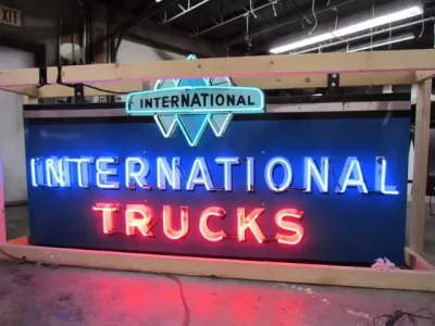 Original International Trucks Porcelain Neon Sign 96"W x 42"H