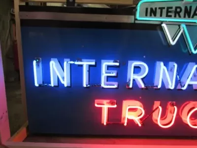 Original International Trucks Porcelain Neon Sign 96"W x 42"H