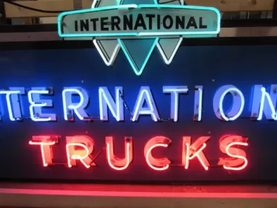 Original International Trucks Porcelain Neon Sign 96"W x 42"H