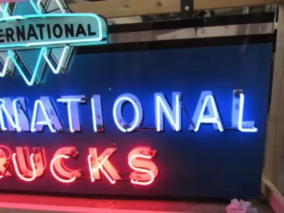 Original International Trucks Porcelain Neon Sign 96"W x 42"H