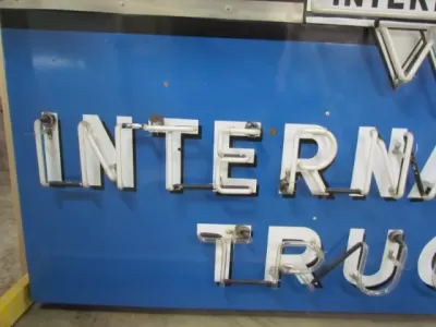 Original International Trucks Porcelain Neon Sign 96"W x 42"H