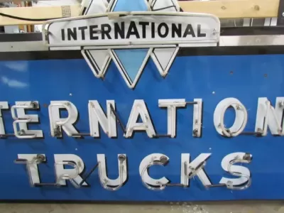 Original International Trucks Porcelain Neon Sign 96"W x 42"H