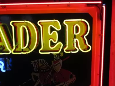 New Invader Motor Oils Porcelain Neon Sign 58"W x 34"H