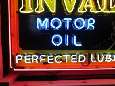 New Invader Motor Oils Porcelain Neon Sign 58"W x 34"H