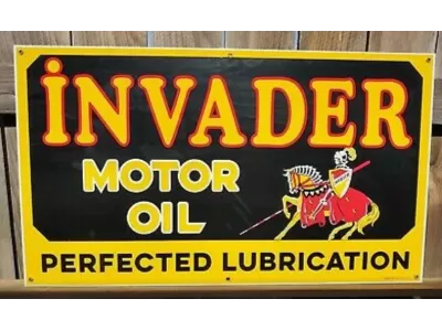 New Invader Motor Oils Porcelain Neon Sign 58"W x 34"H