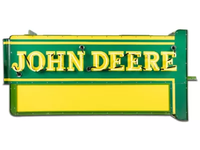 Original Professionally Restored Double-Sided John Deere Dealership Sign / 76 IN W x 32 IN H