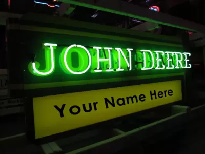 New John Deere Double-sided Porcelain Neon with Privilege Panel  76"W x 32"H