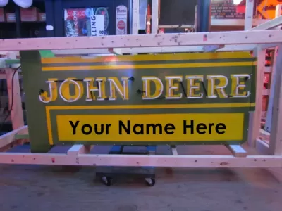 New John Deere Double-sided Porcelain Neon with Privilege Panel  76"W x 32"H