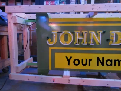 New John Deere Double-sided Porcelain Neon with Privilege Panel  76"W x 32"H
