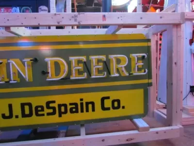 New John Deere Double-sided Porcelain Neon with Privilege Panel  76"W x 32"H
