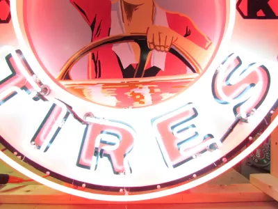 New Single-Sided Kelly Tires Porcelain Neon Sign 48" Diameter