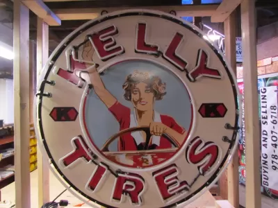 New Single-Sided Kelly Tires Porcelain Neon Sign 48" Diameter