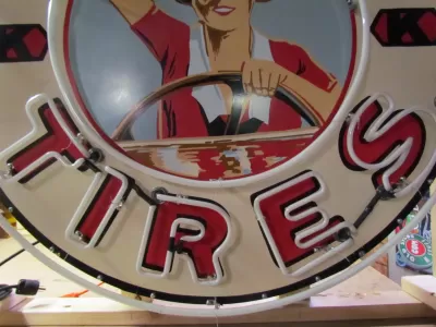 New Single-Sided Kelly Tires Porcelain Neon Sign 48" Diameter