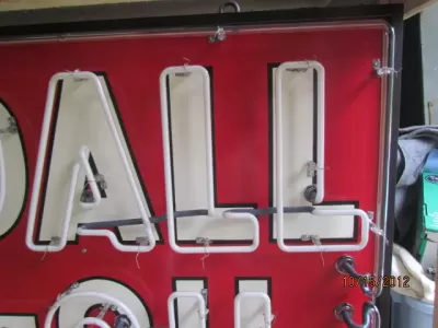 New Kendall Gas-Oil Just Ahead Porcelain Neon Sign 6 Ft. W x 42" H.