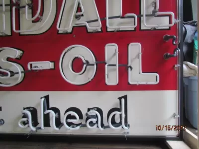 New Kendall Gas-Oil Just Ahead Porcelain Neon Sign 6 Ft. W x 42" H.