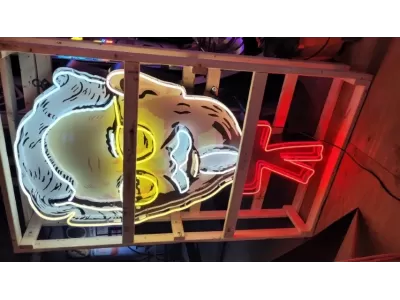 New KFC Colonel Porcelain Sign w/Neon 60 IN W x 84 IN H