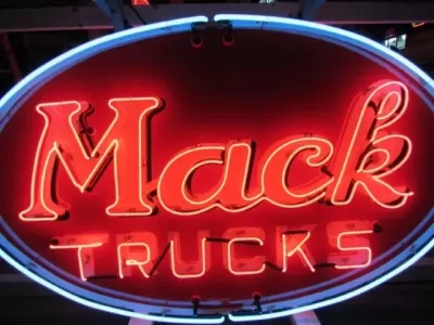 New Mack Trucks Double-Sided Porcelain Neon Sign with Bullnose 10 FT W  x 3 FT H