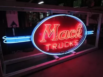 New Mack Trucks Double-Sided Porcelain Neon Sign with Bullnose 10 FT W  x 3 FT H