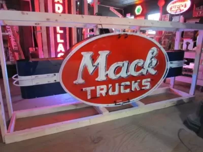 New Mack Trucks Double-Sided Porcelain Neon Sign with Bullnose 10 FT W  x 3 FT H