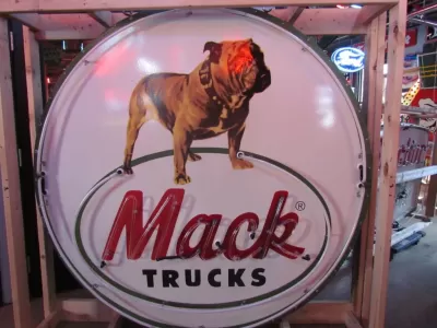 New Mack Trucks Porcelain Neon Sign 72" Diameter