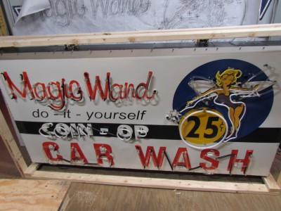New Animated Magic Wand Car Wash Porcelain Neon Sign 8 FT W x 4 FT H