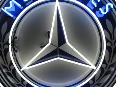 New Mercedes Porcelain Neon Sign 60 IN Diameter