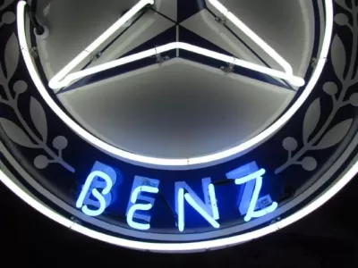 New Mercedes Porcelain Neon Sign 60 IN Diameter