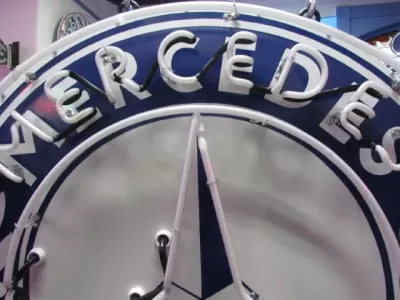New Mercedes Porcelain Neon Sign 60 IN Diameter
