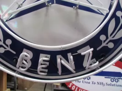New Mercedes Porcelain Neon Sign 60 IN Diameter