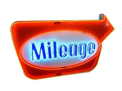 Original Mileage Gasoline Porcelain Neon Sign 10 FT W x 5 FT H