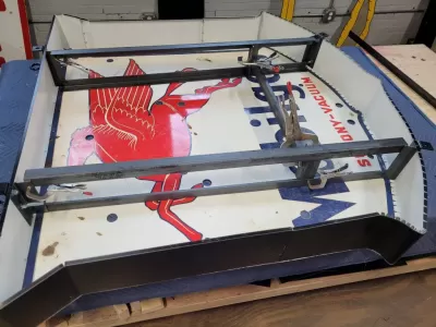 Original Porcelain Mobilgas Shield Sign w/Neon  52 IN W x 54 IN H 