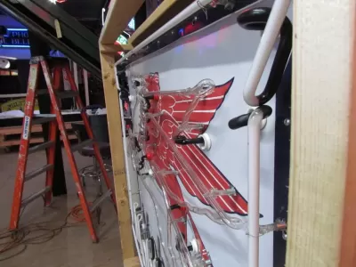 Original Porcelain Mobilgas Shield Sign w/Neon  52 IN W x 54 IN H 