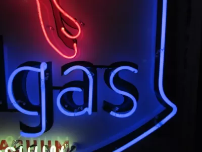 Original Mobil Pegasus "Socony" Porcelain Sign with Neon 56 IN W x 56 IN H