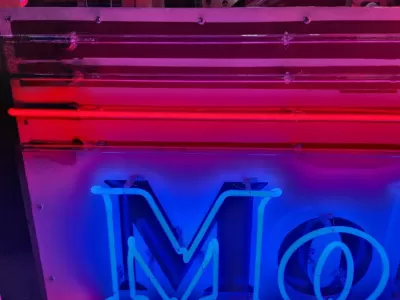 Original Mobilgas Gargoyle Porcelain Animated Neon Sign 72" W x 42 IN H