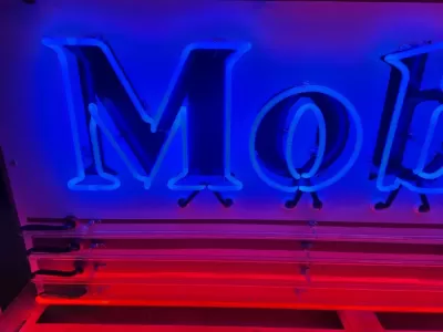 Original Mobilgas Gargoyle Porcelain Animated Neon Sign 72" W x 42 IN H
