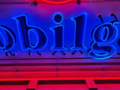 Original Mobilgas Gargoyle Porcelain Animated Neon Sign 72" W x 42 IN H