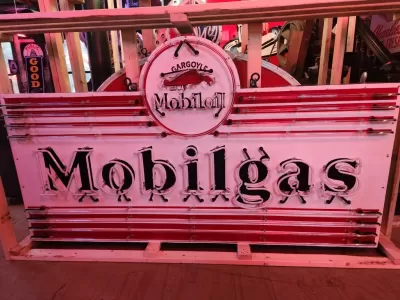 Original Mobilgas Gargoyle Porcelain Animated Neon Sign 72" W x 42 IN H
