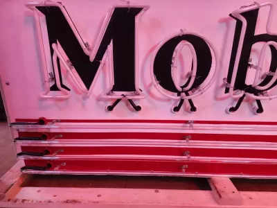 Original Mobilgas Gargoyle Porcelain Animated Neon Sign 72" W x 42 IN H